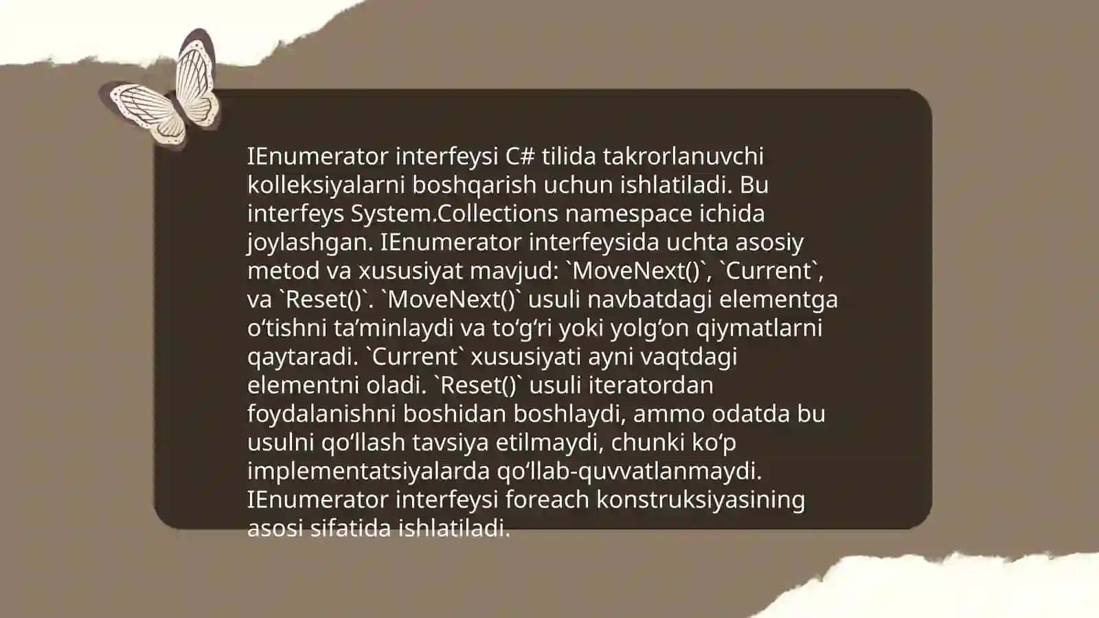 IEnumerable va IEnumerator interfeyslari 4