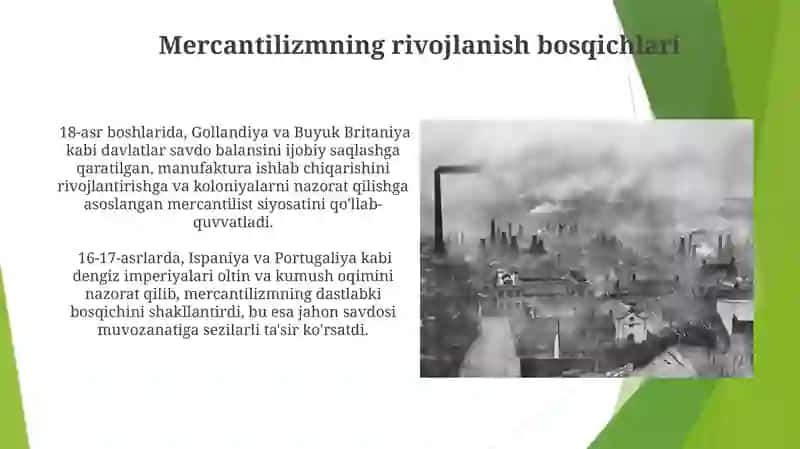 Mercantilizmning rivojlanish bosqichlari 4