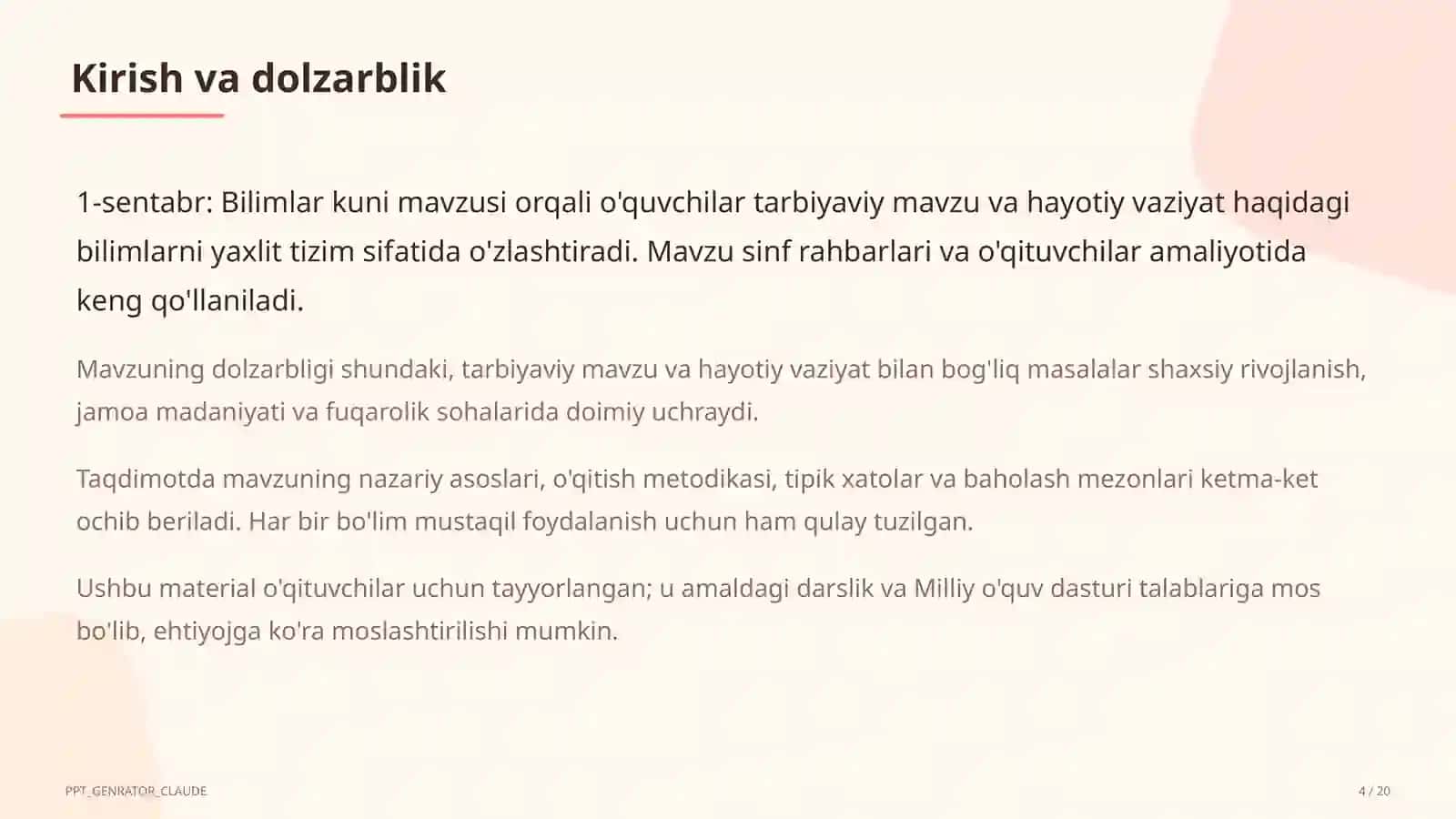 Sinf soati va tarbiyaviy tadbirlar 4