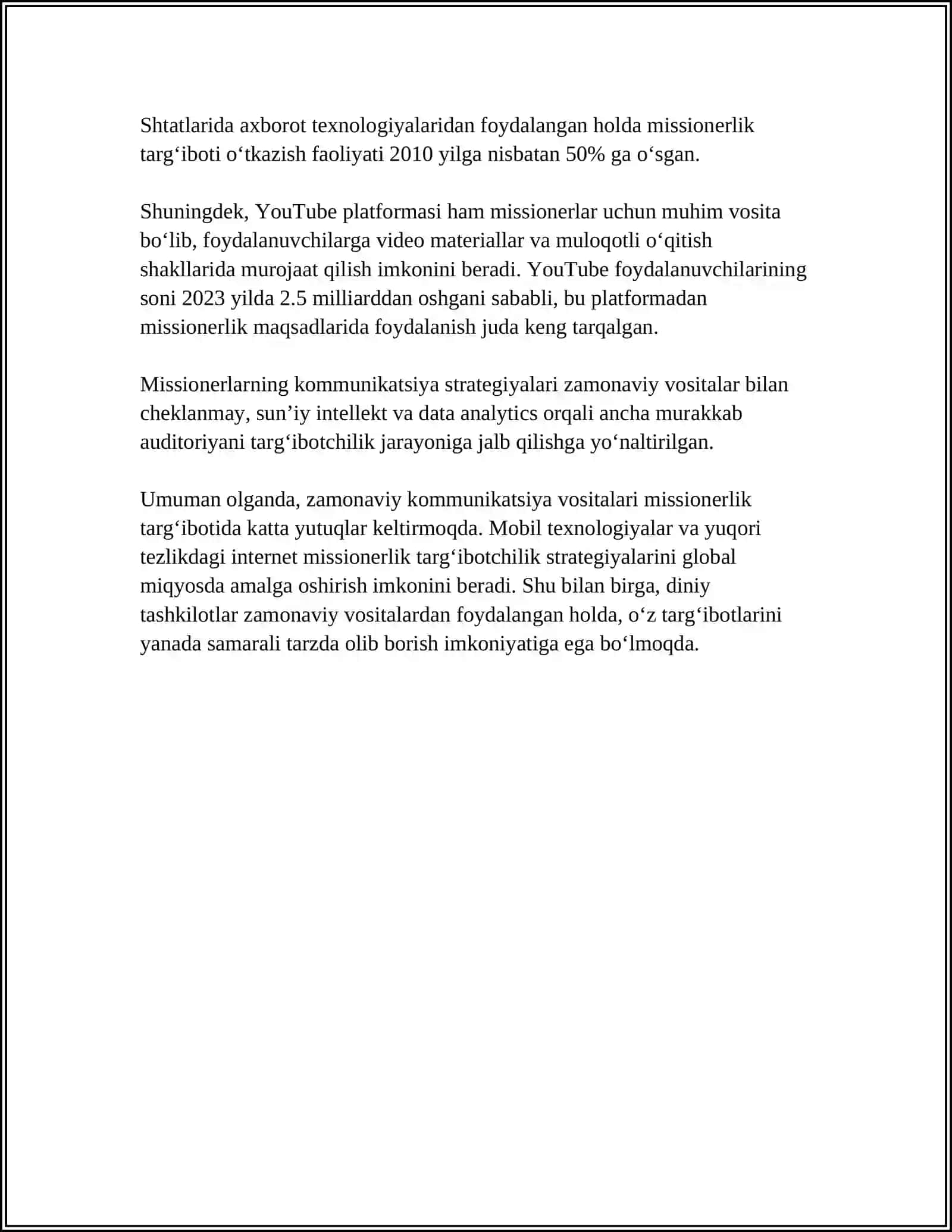 MISSIONERLIK TARG‘IBOTIDA USLUB VA VOSITALARNING ZAMONAVIYLASHUVI 4