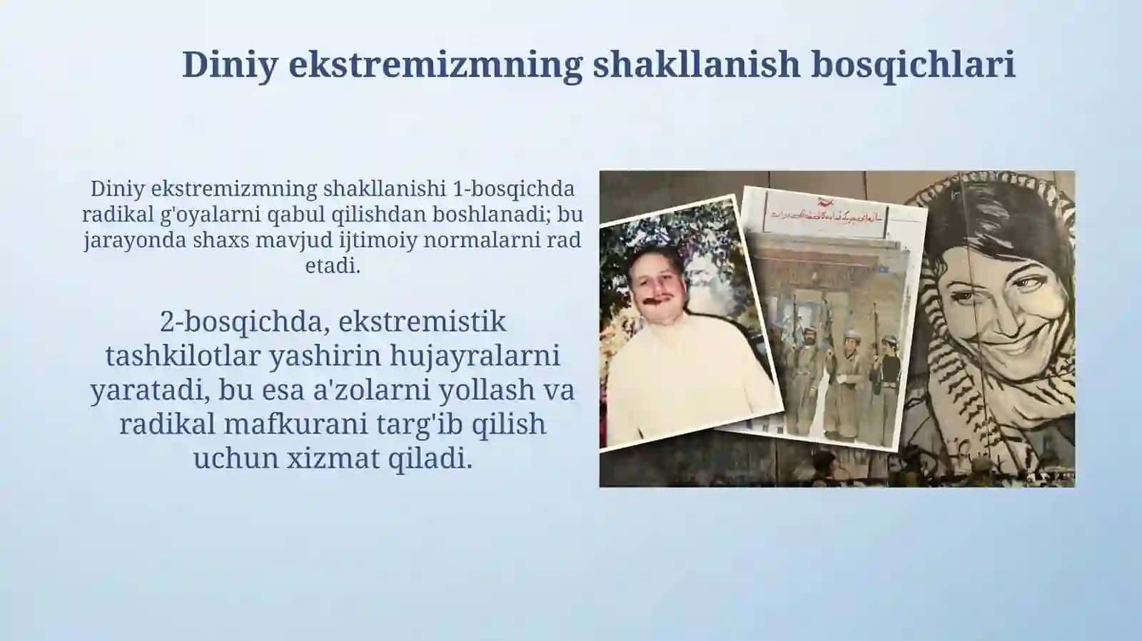 Diniy fanatizm ekstremizm fundamentalizm terrorizm tarixi hozirgi kunda xavfsizlikga tahdidi 4