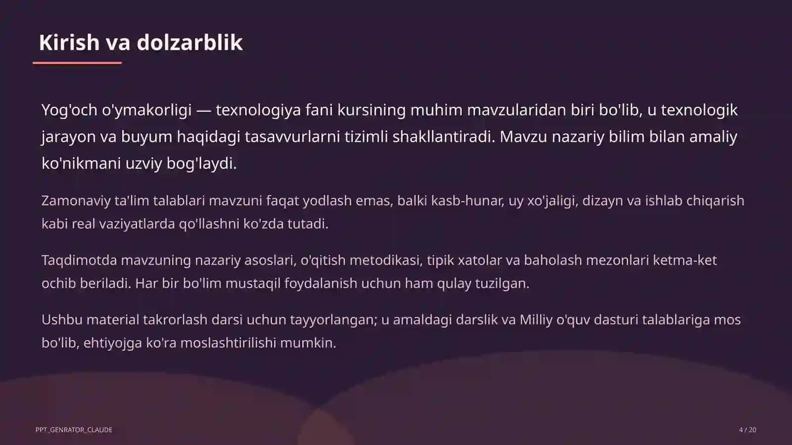 Yog'och o'ymakorligi (7-sinf) 4
