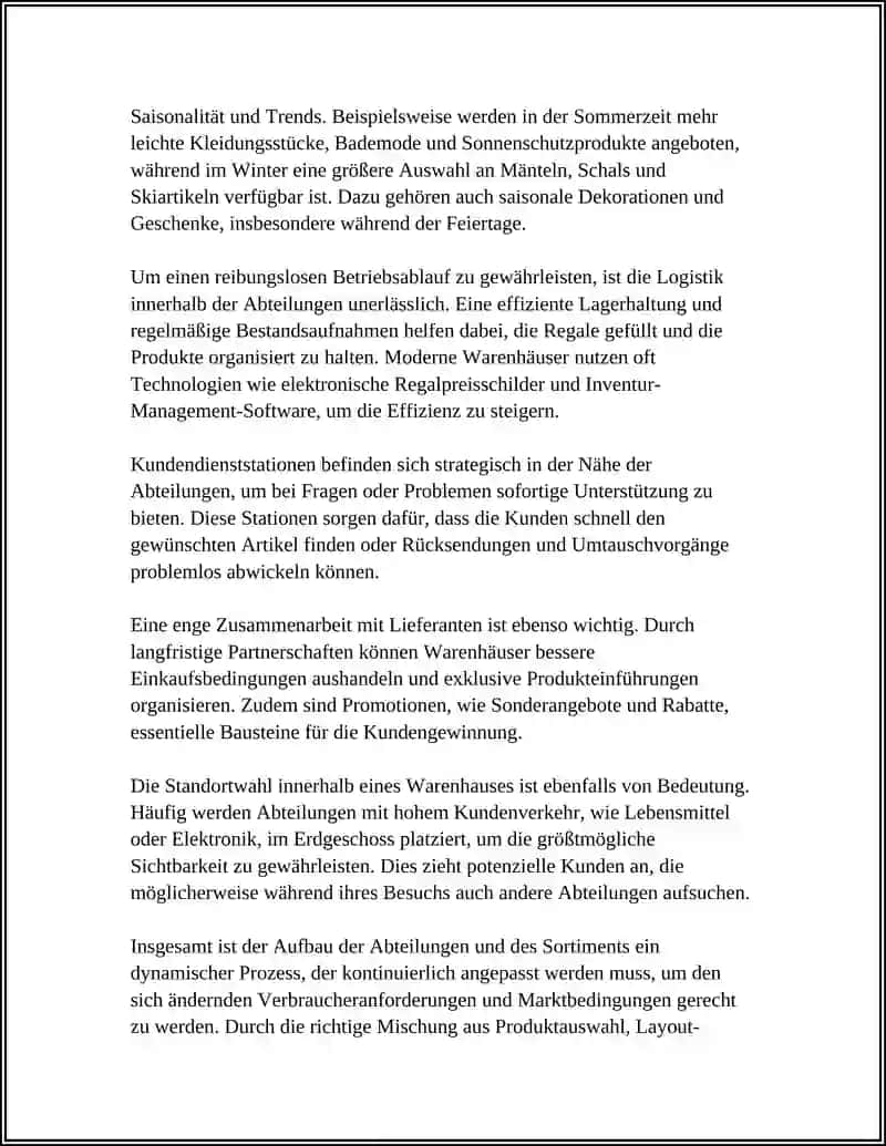 Abteilungen und Sortimentsaufbau 4