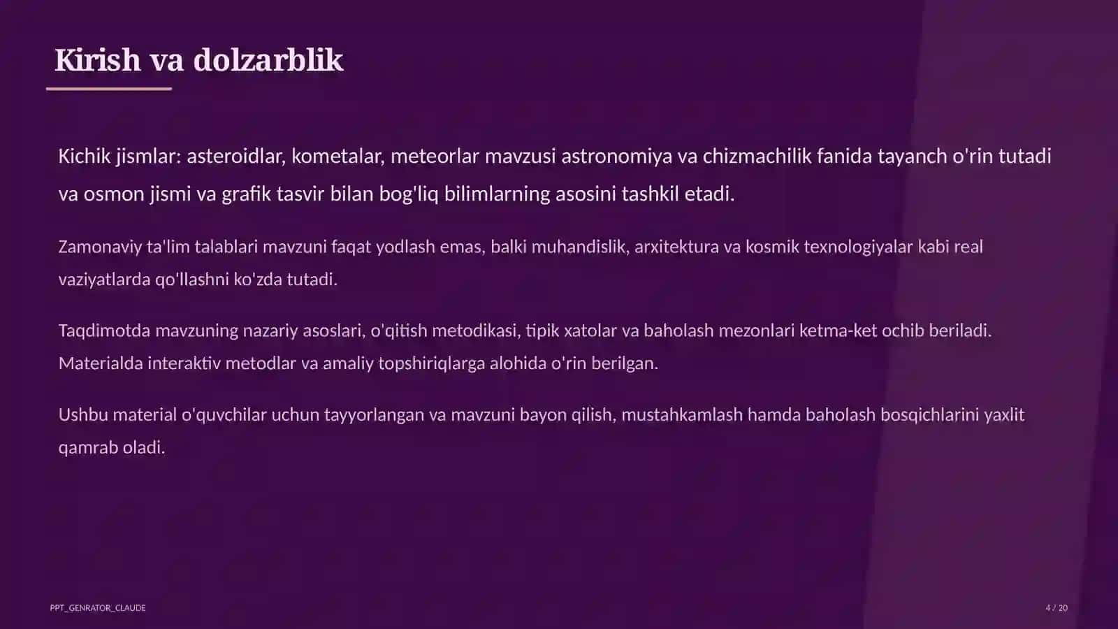 Astronomiya va chizmachilik (8–11) — o'quvchilar uchun 4