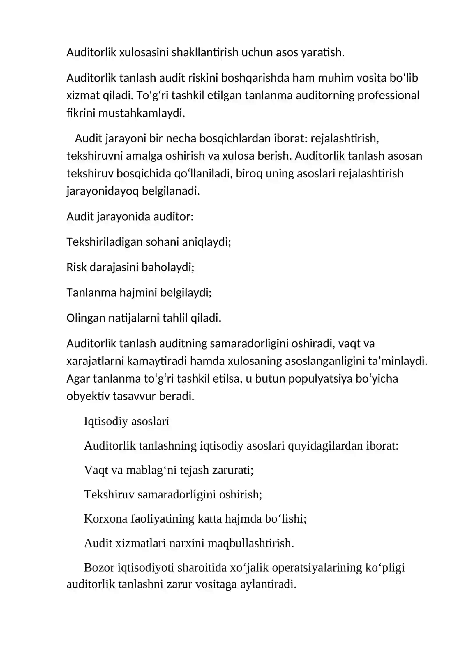 Auditorlik tanlashning mazmuni va mohiyati 4