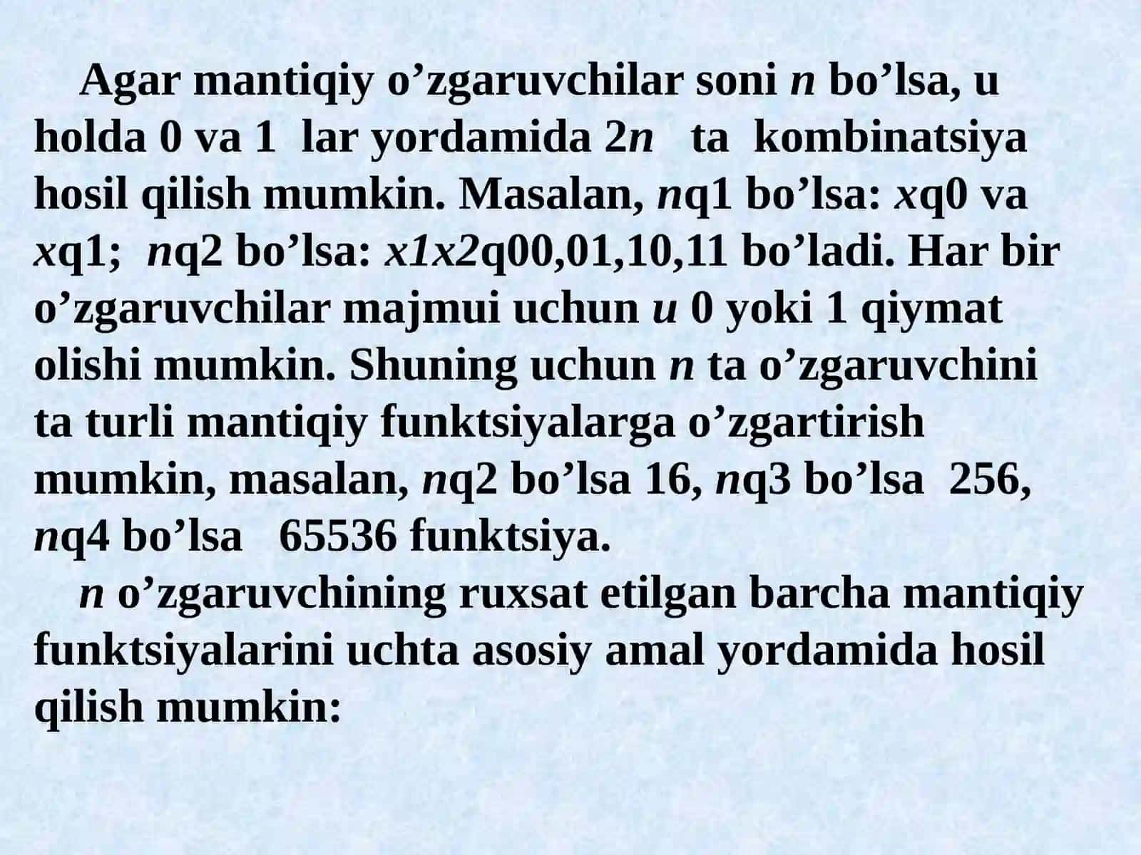 Ma’ruza.Mantiqiy elementlar 4