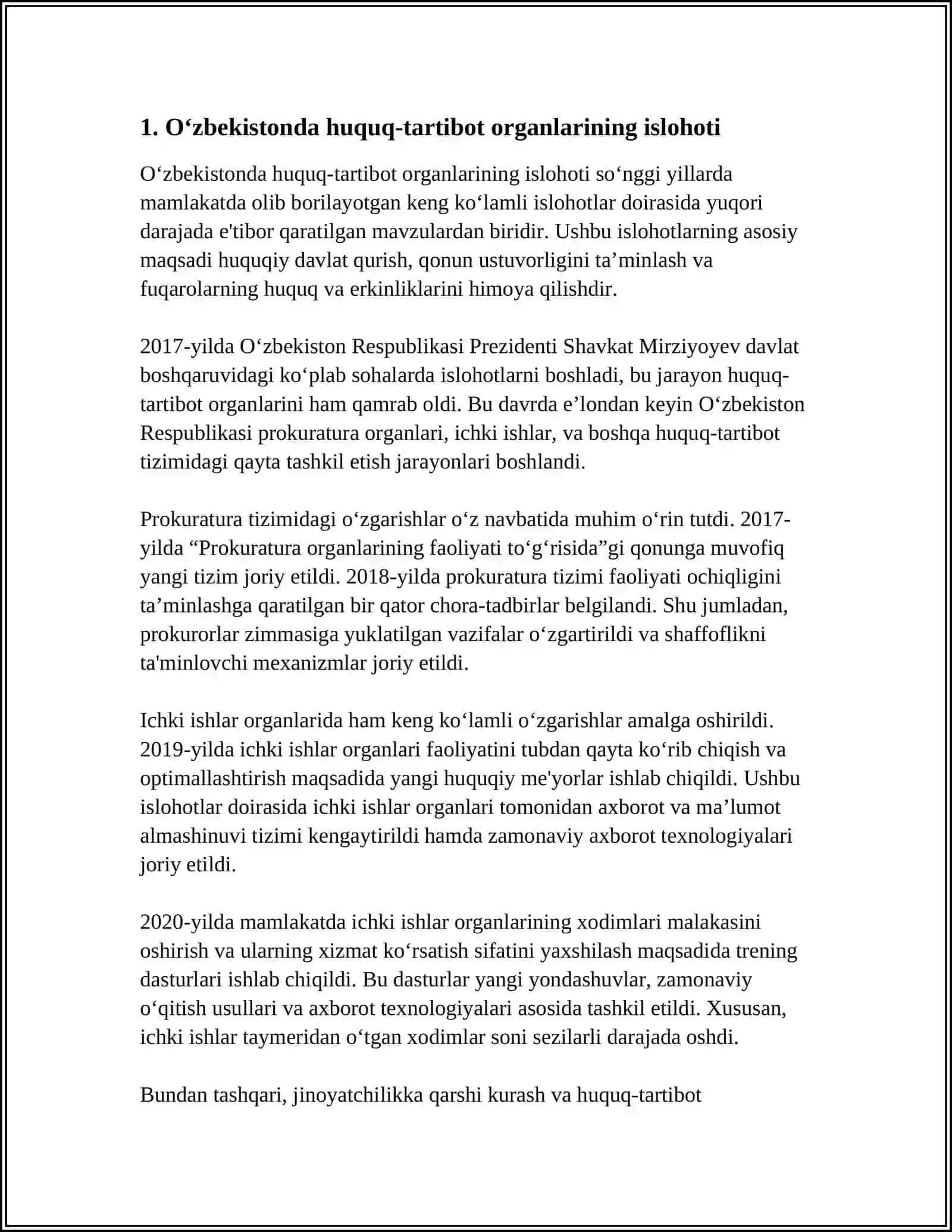 O‘zbekistonda Huquq-tartibot Organlarining Islohoti 4