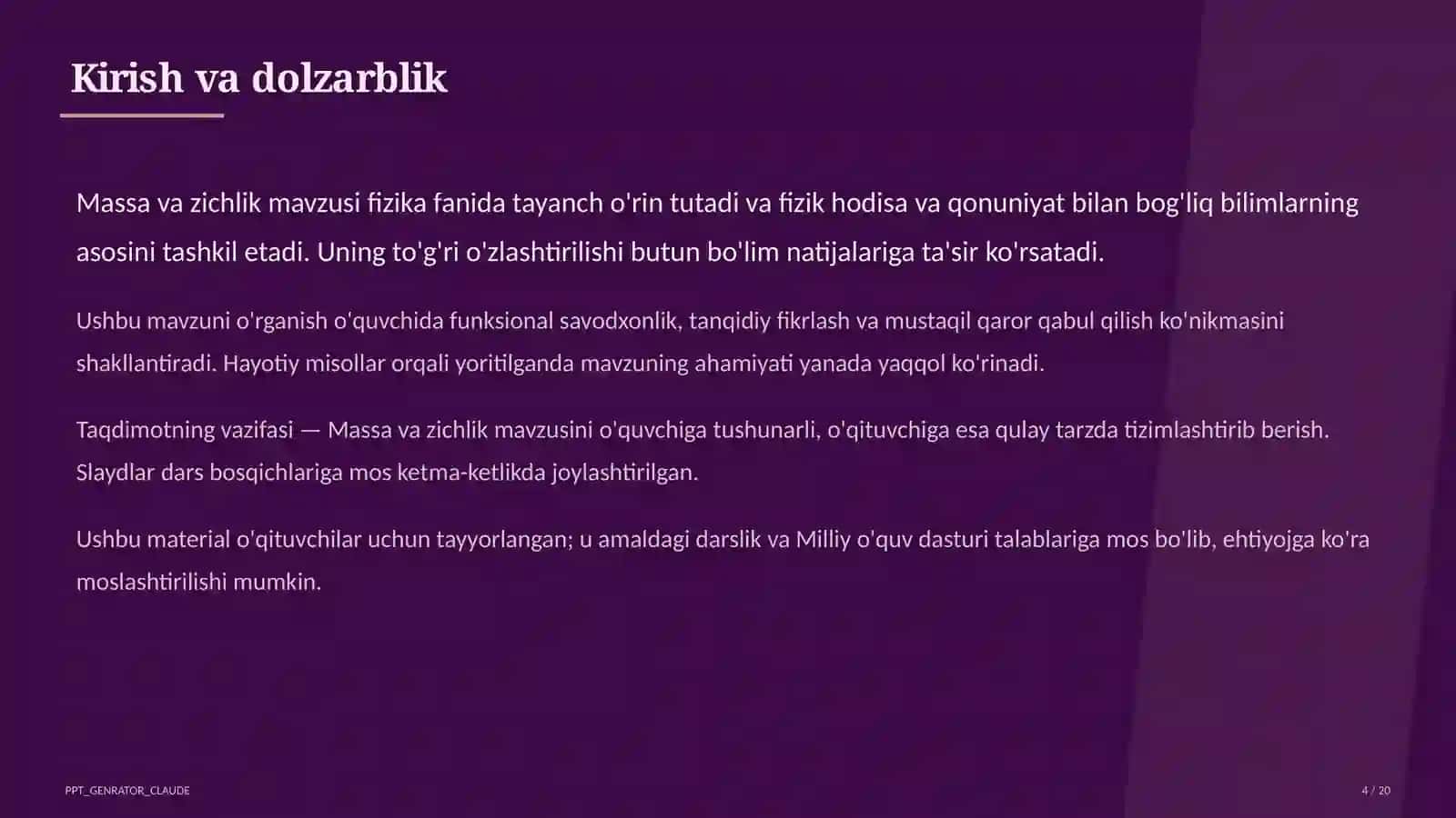 Massa va zichlik (6-sinf) 4