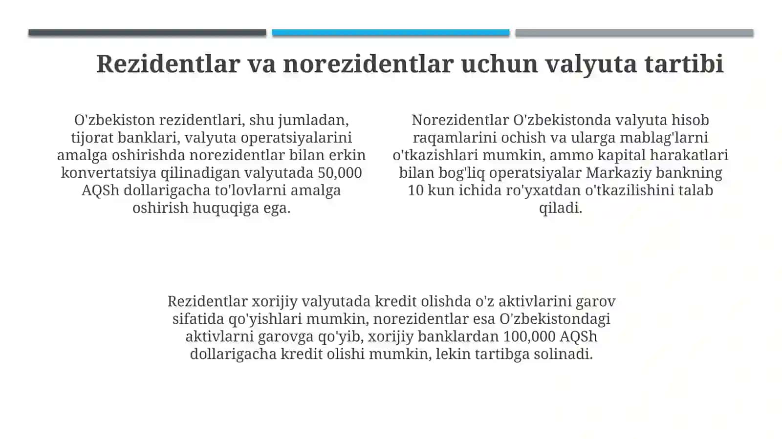 O‘zbekiston Respublikasida valyuta operatsiyalarini amalga oshirish 4