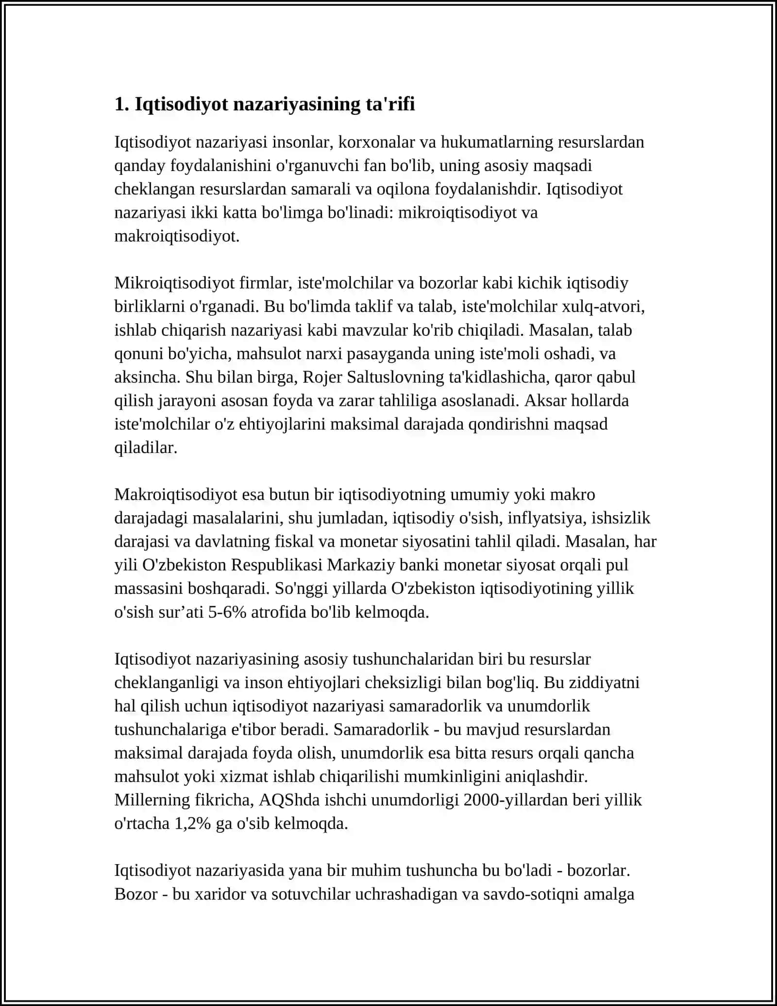 IQTISODIYOT NAZARYASI FANINING PREDMET VA VAZIFALARI 4