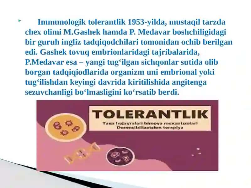Immunologik Tolerantlik va O'simtalarga qarshiimmunitet 4