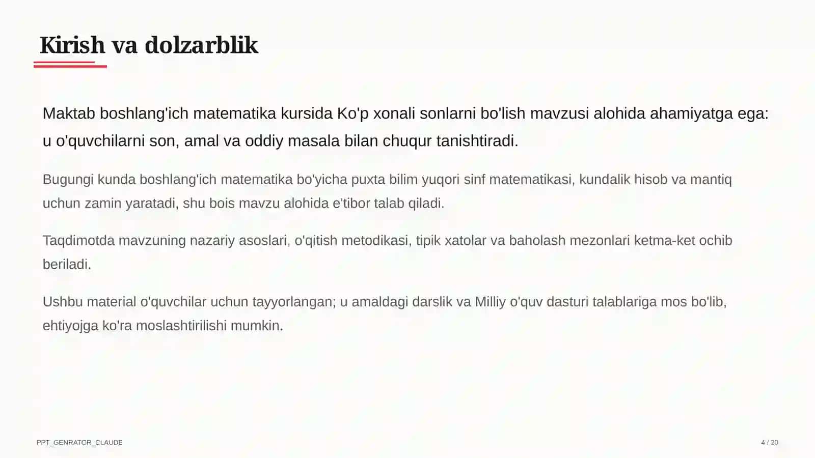 Ko'p xonali sonlarni bo'lish (4-sinf) 4