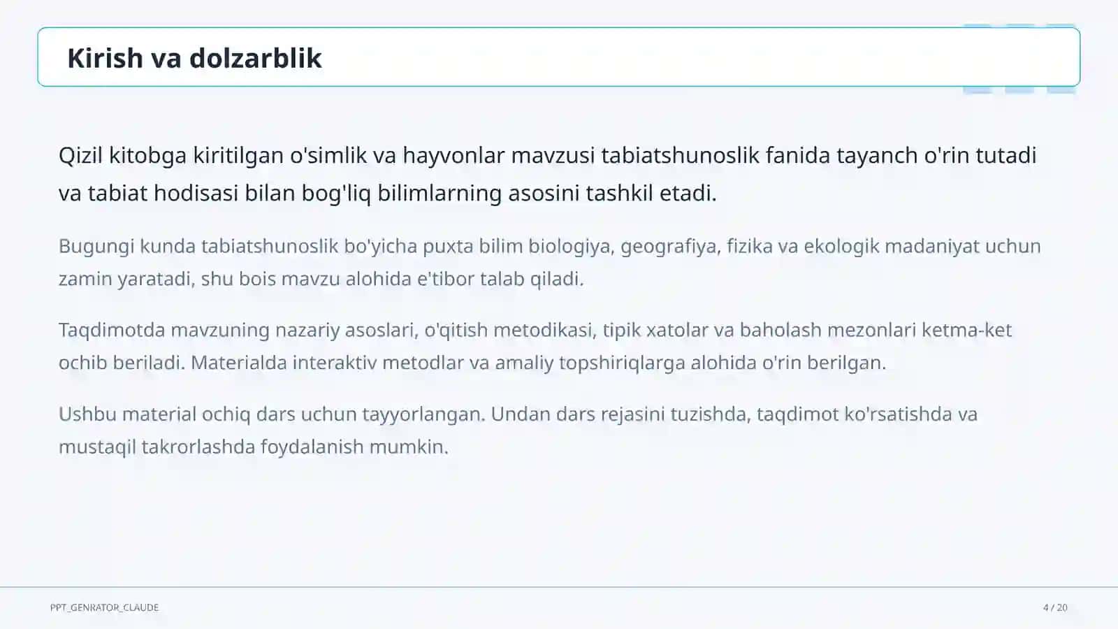 Qizil kitobga kiritilgan o'simlik va hayvonlar (4-sinf) 4