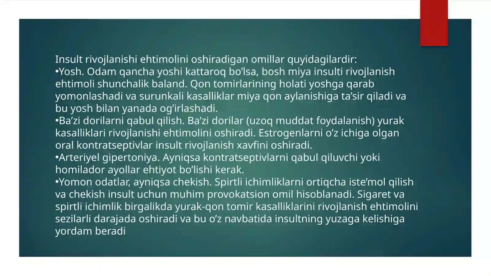 Insult rivojlanish sabablari va xavf omillari 4