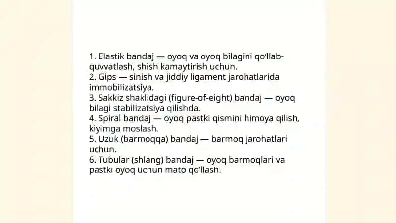 Qoʻl va oyoqlarga qoʻyiladigan bogʻlamlar 4