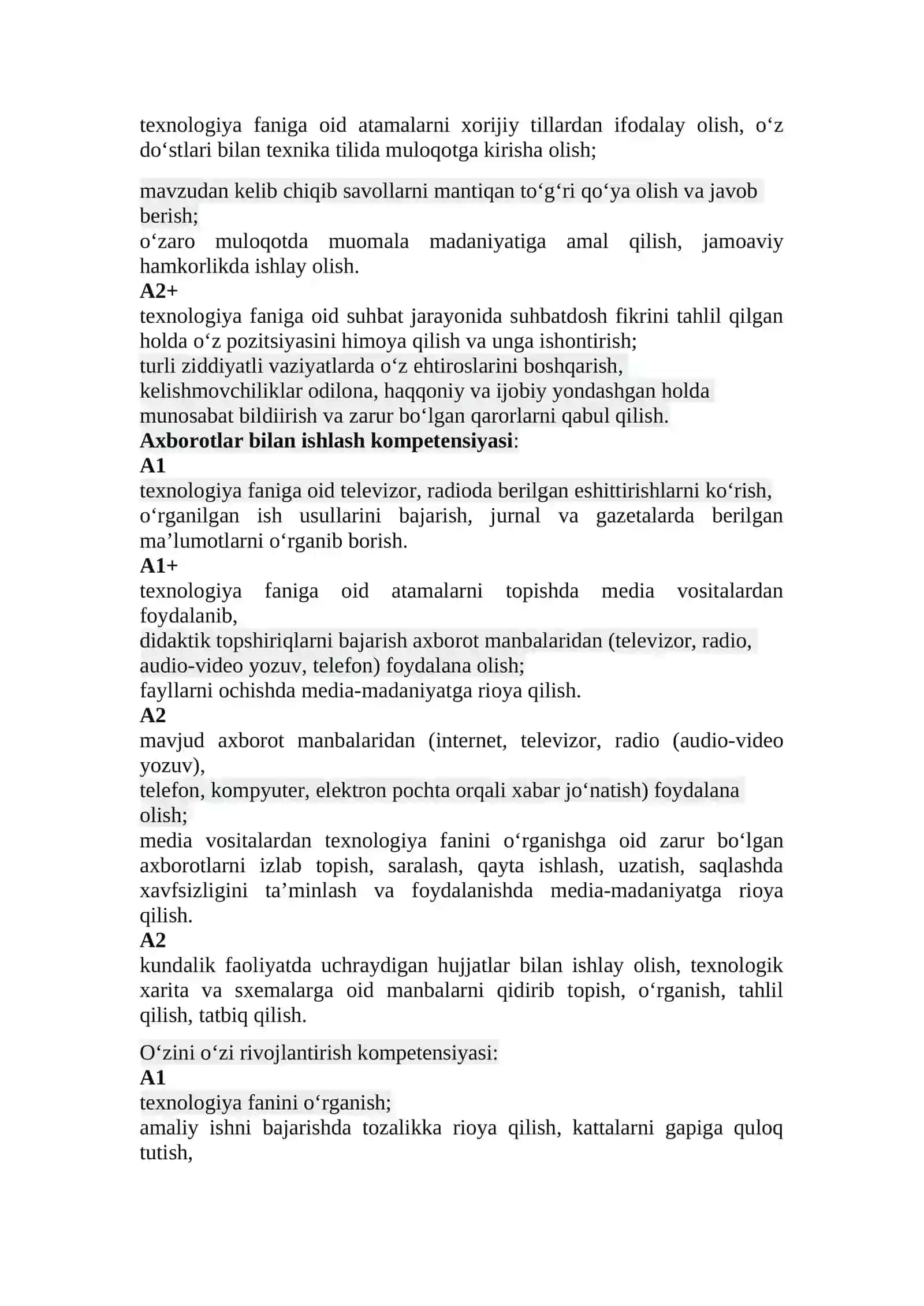 Boshlang'ich sinflarda texnologiya darsi mavzulari 4