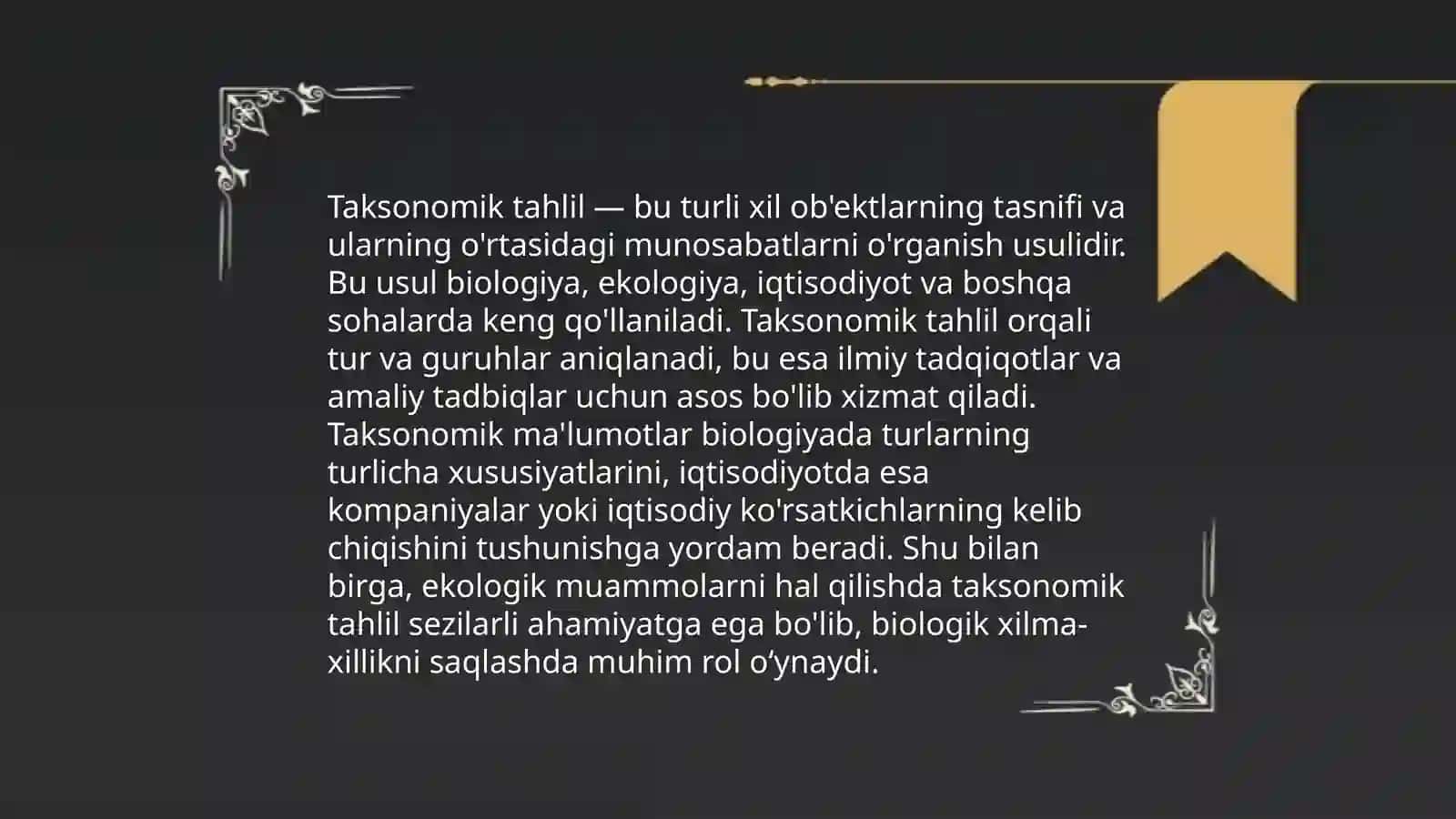 Taksonomiya usullari va tajriba berilganlarini boshlang’ich tahlili 4