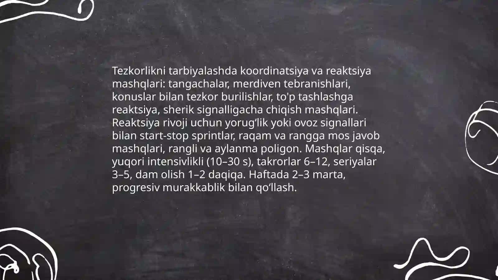 Jismoniy tarbiya sifatlarini (kuch, tezkorlik, chaqqonlik, egiluvchanlik, chidamlilik) tarbiyalash metodikasi 4