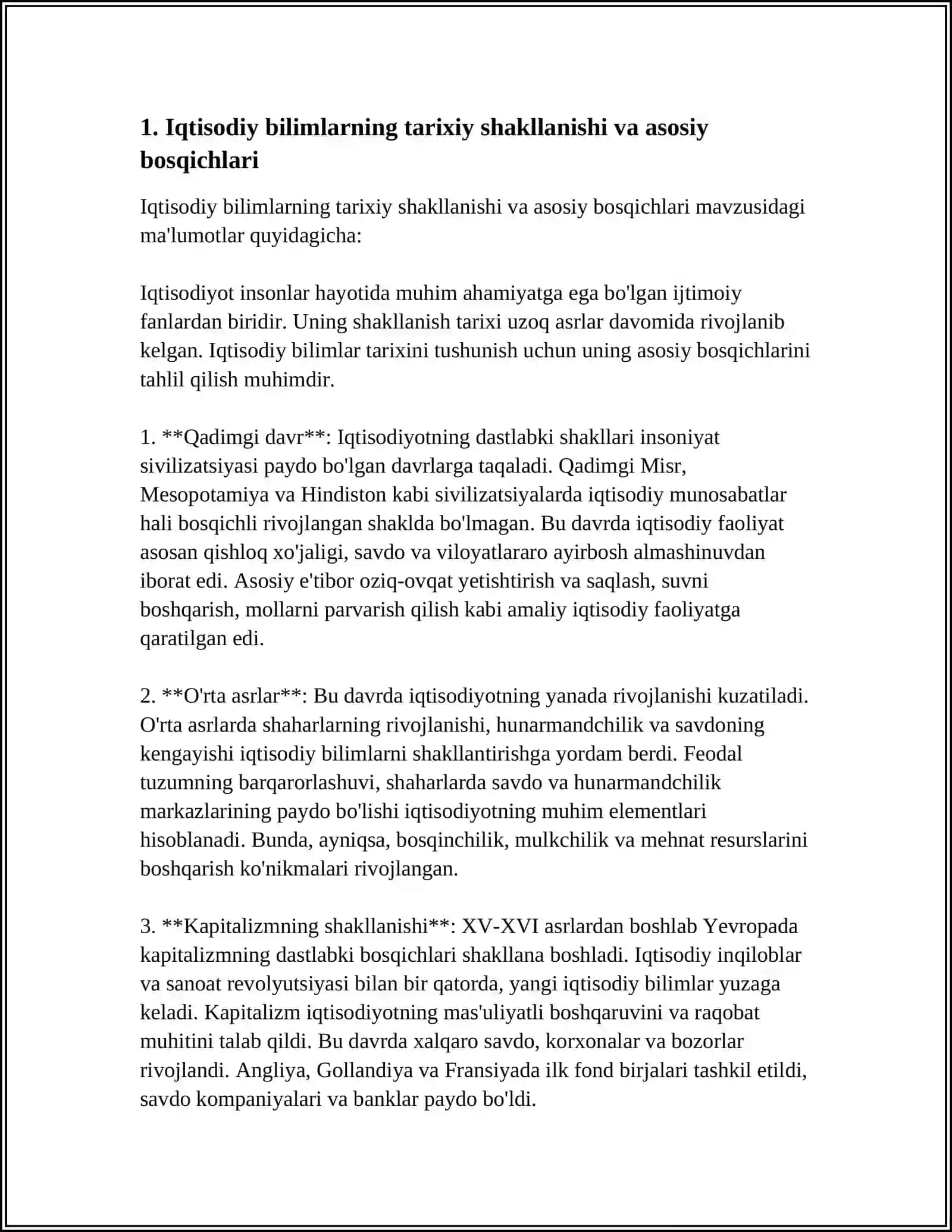 IQTISODIY BILIMLARNING SHAKILLANISHI VA RIVOJLANISHI.ZAMONAVIY IQTISOXIYOT NAZARYASINING ASOZIY RIVOJLANISH YOLLARI 4