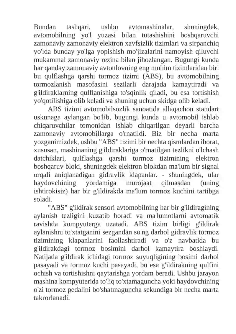 Tormoz tizimi va nosozliklarini tuzatish 4