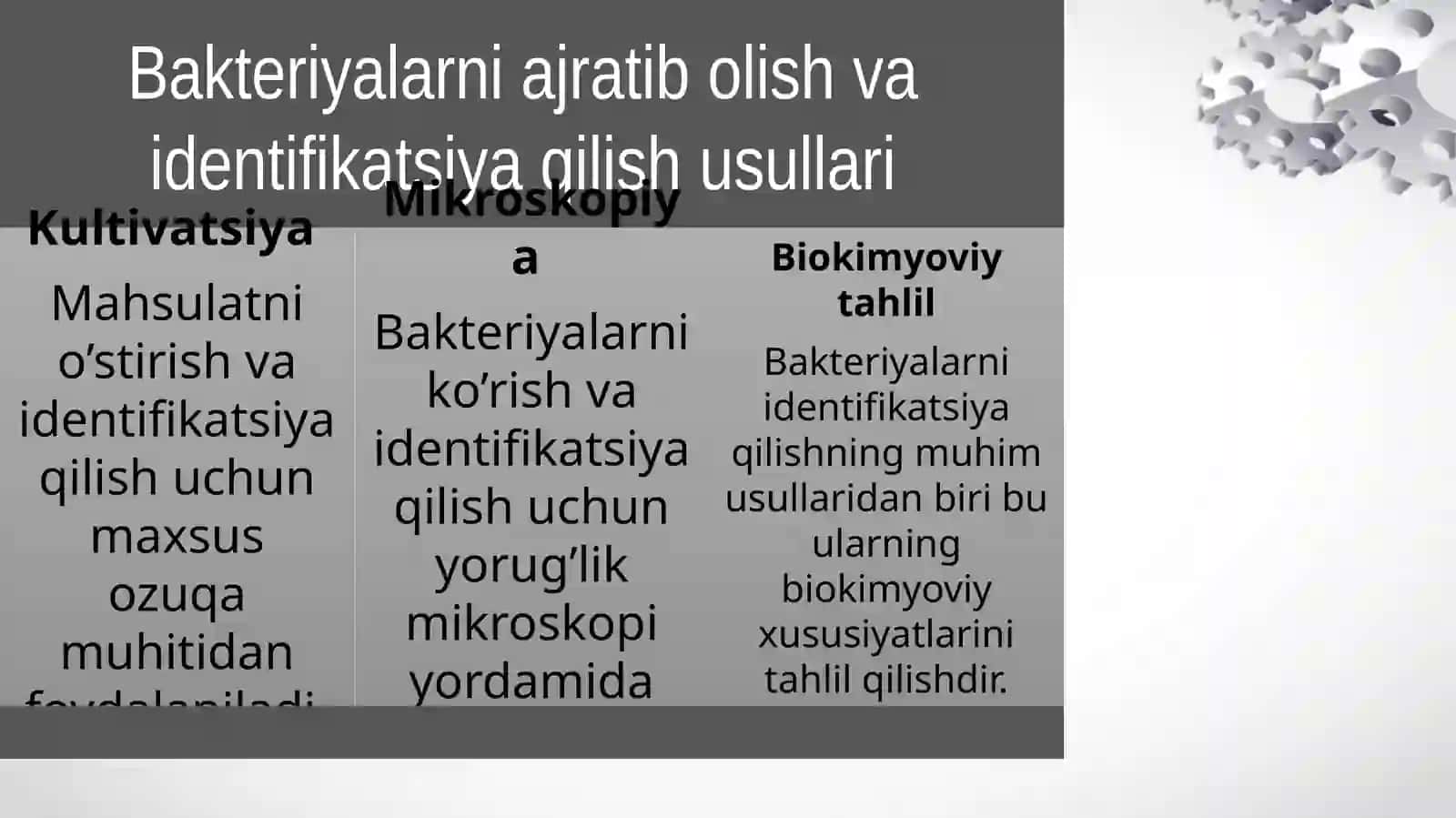 Bakteriyalarni biokimyoviy xususiyatlarini oʻrganish 4