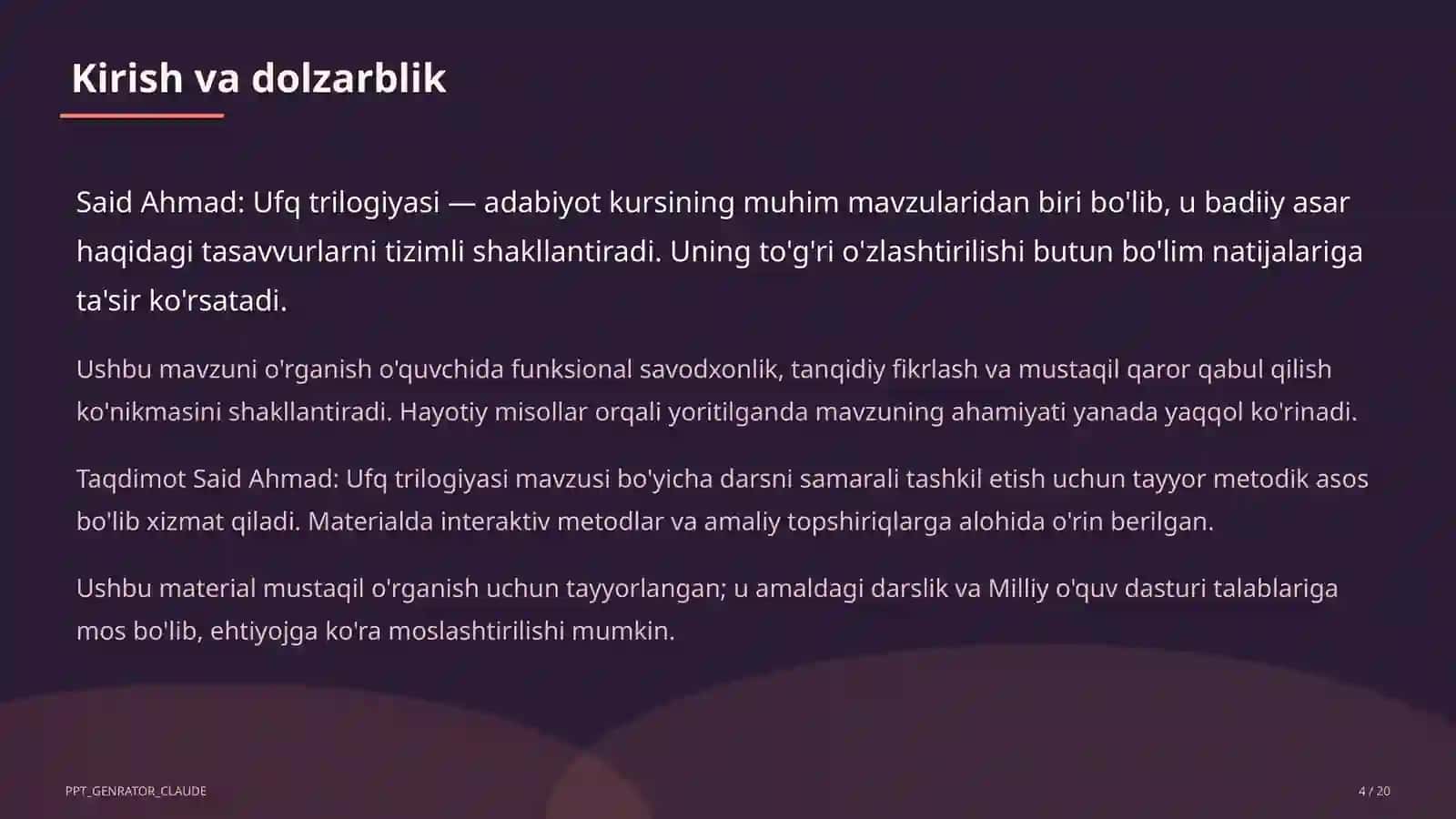 Said Ahmad: Ufq trilogiyasi (11-sinf) 4