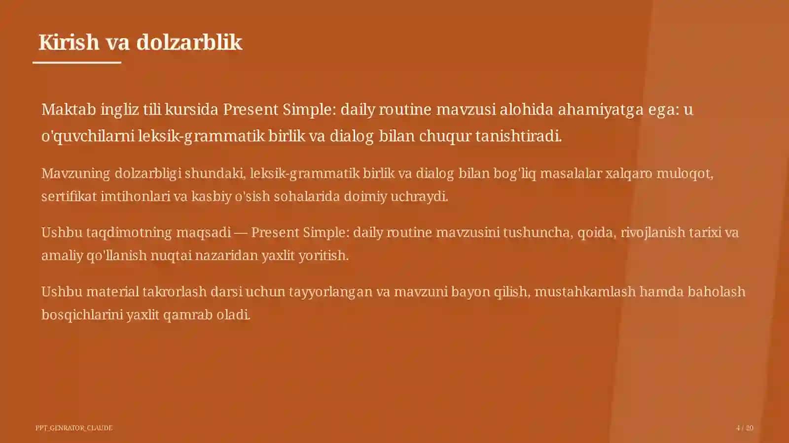 Present Simple: daily routine (3-sinf) 4