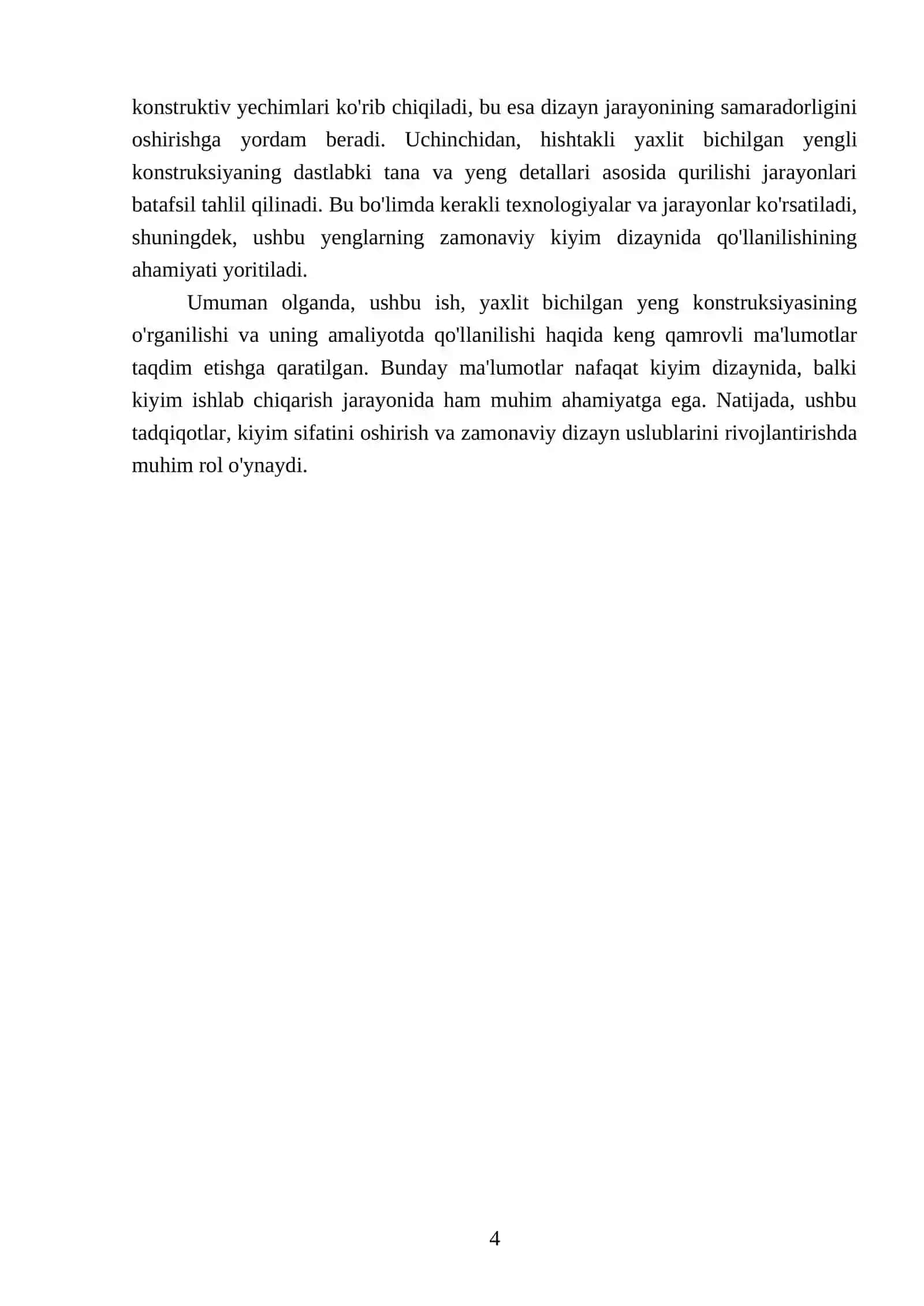 Yaxlit bichilgan yeng konstruksiyasini tuzish 4