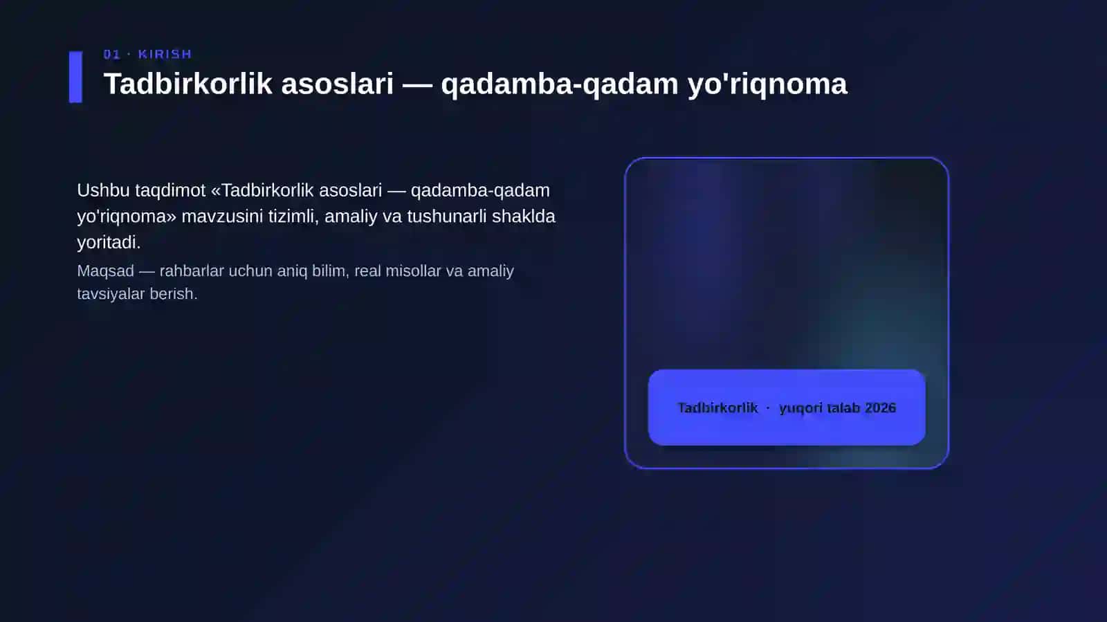 Tadbirkorlik asoslari — qadamba-qadam yo'riqnoma 4