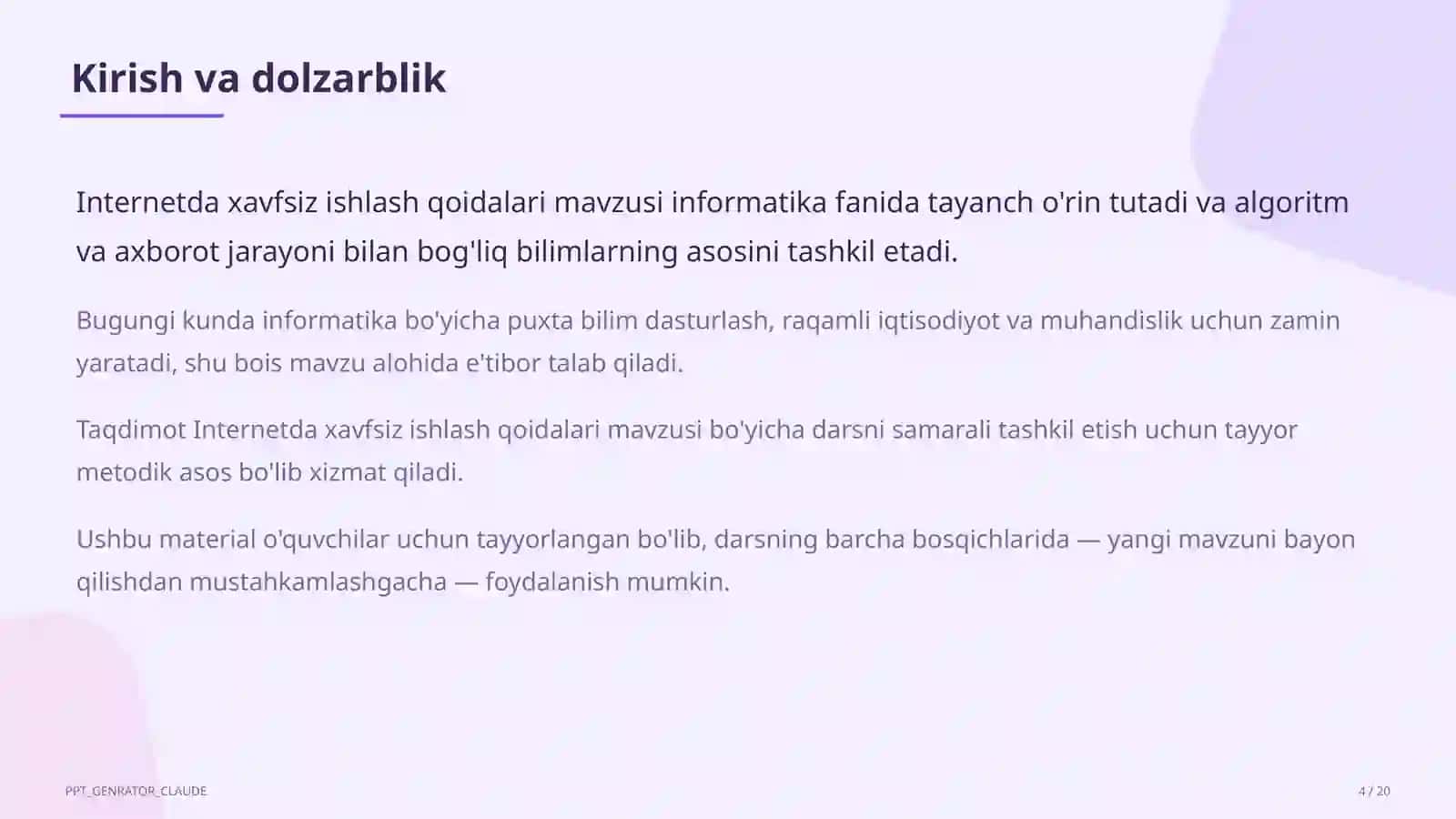 Internetda xavfsiz ishlash qoidalari (5-sinf) 4