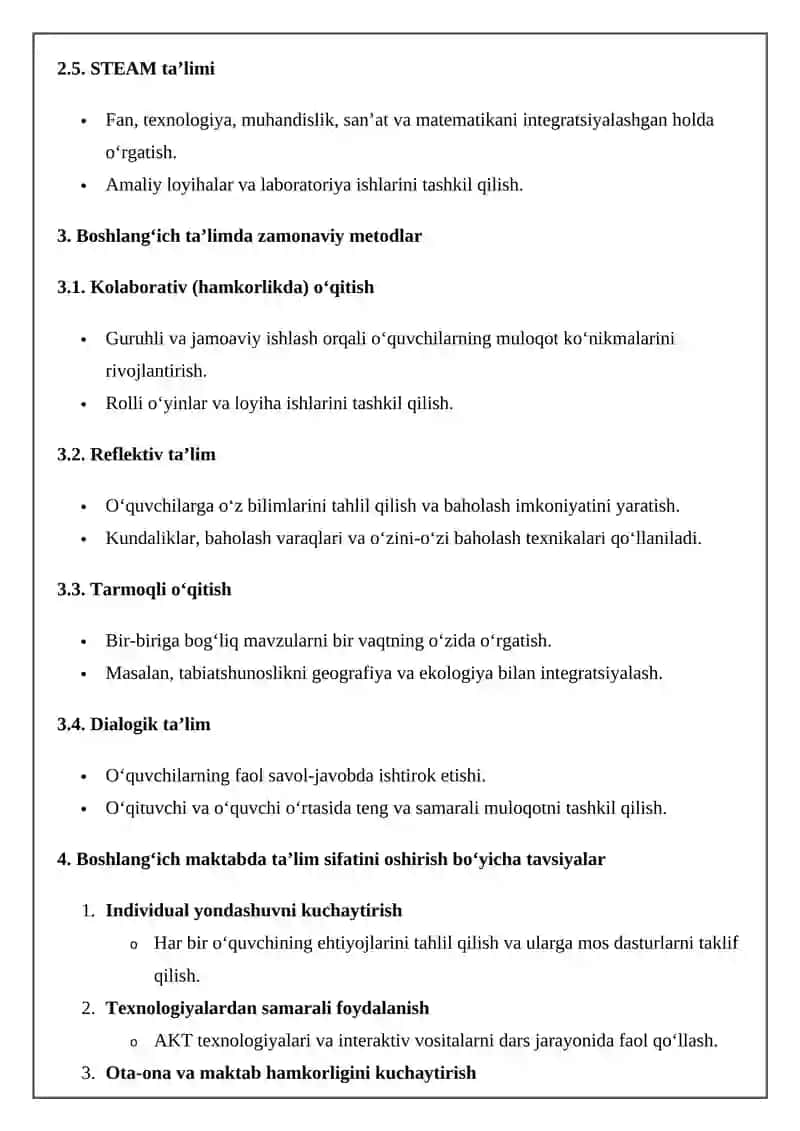 Boshlang‘ich maktabda pedagogic jarayonning zamonaviy tendensiyalari va texnalogiyalari 4