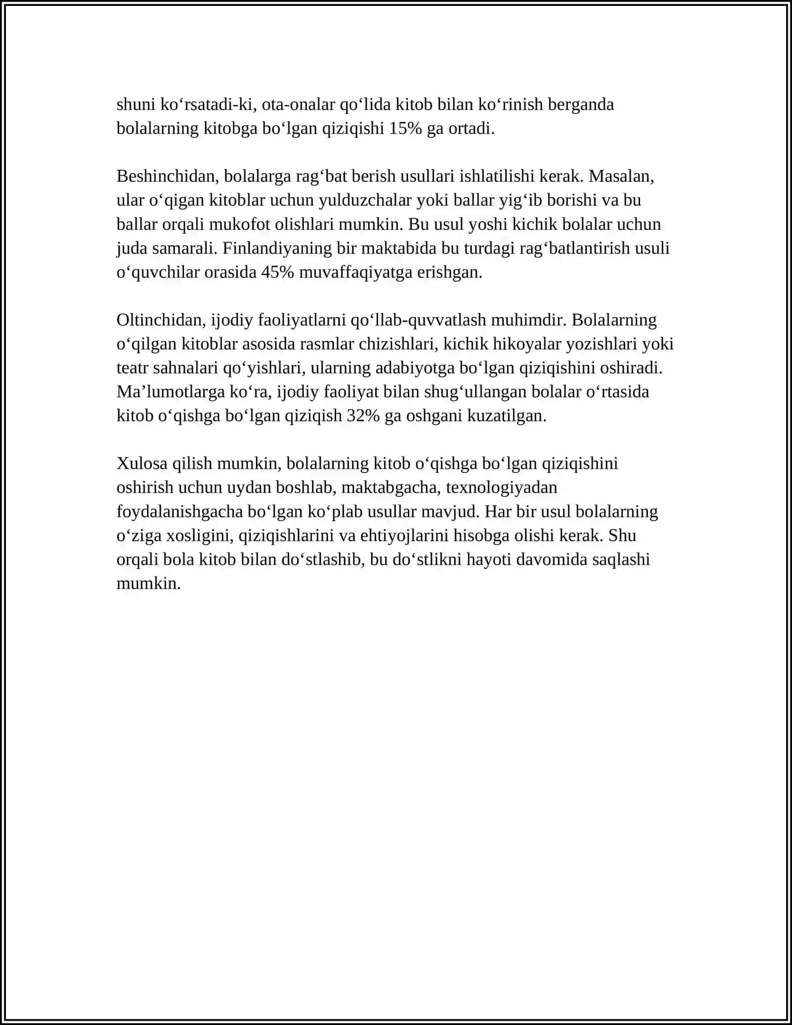 BOLALARNI KITOB OʻQISHGA PEDAGOGIK RAHBARLIK QILISH BORASIDAGI TAJRIBALAR 4