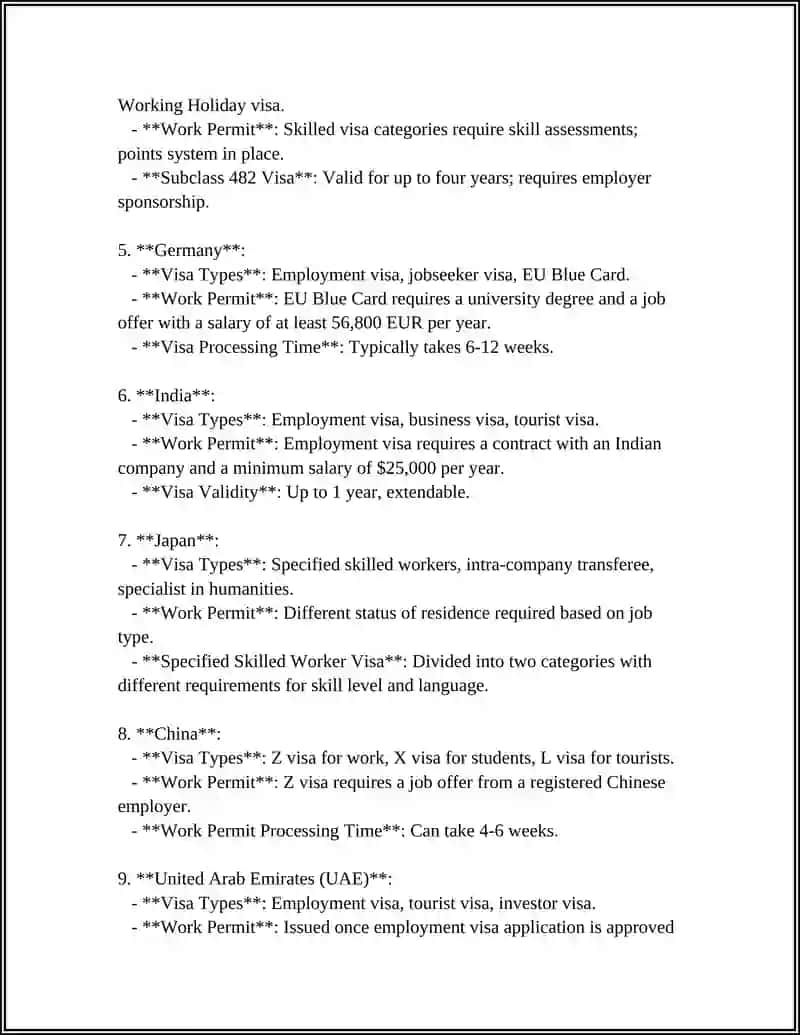 Visa and Work Permit Requirements 4