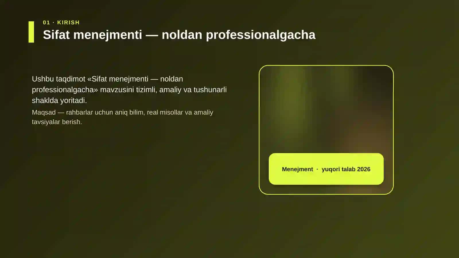 Sifat menejmenti — noldan professionalgacha 4