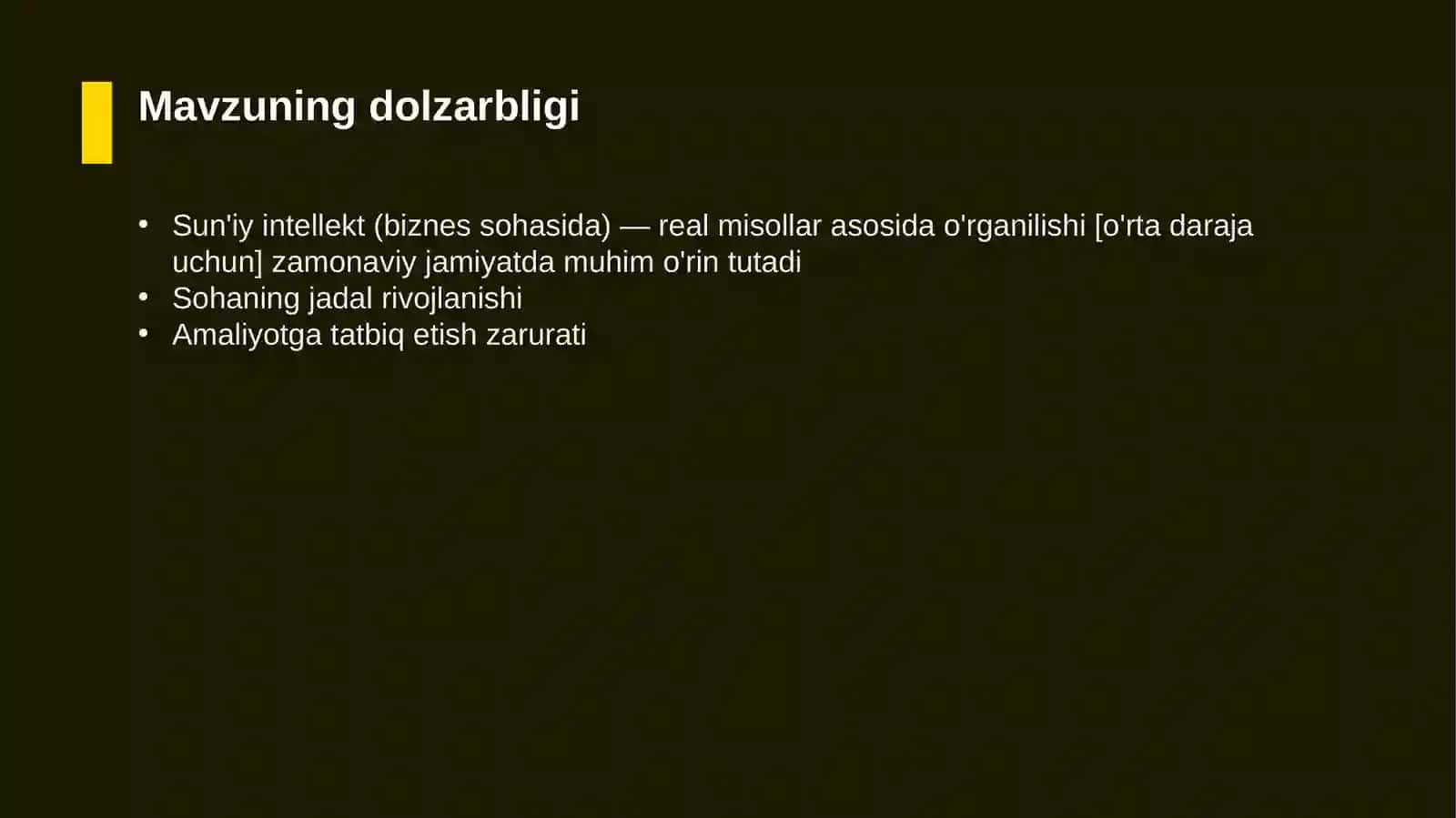 Sun'iy intellekt (biznes sohasida) — real misollar asosida o'rganilishi [o'rta daraja uchun] 4