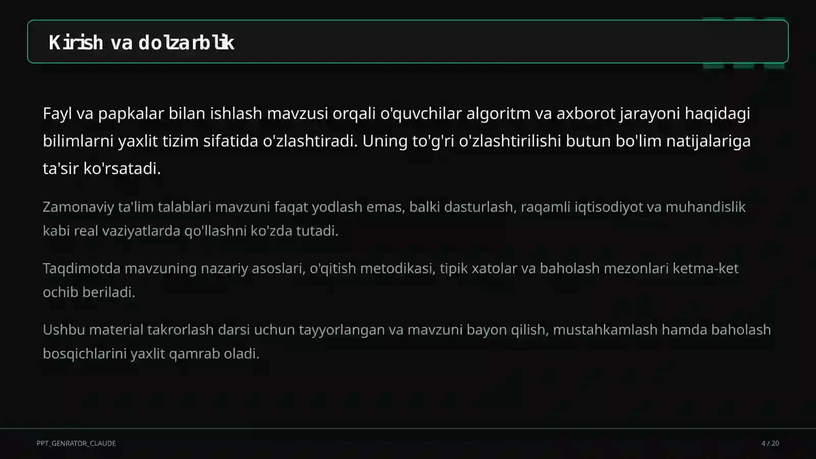 Informatika va axborot texnologiyalari (5–11) — takrorlash darsi uchun 4