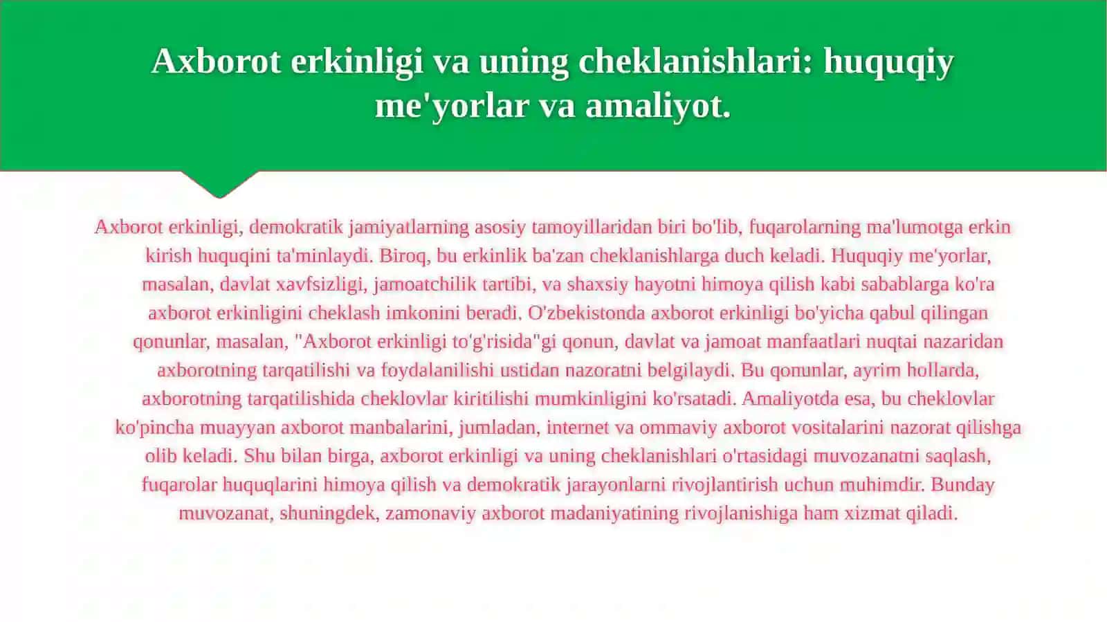 Media va axbarot madaniyatining huquqiy asoslari 4