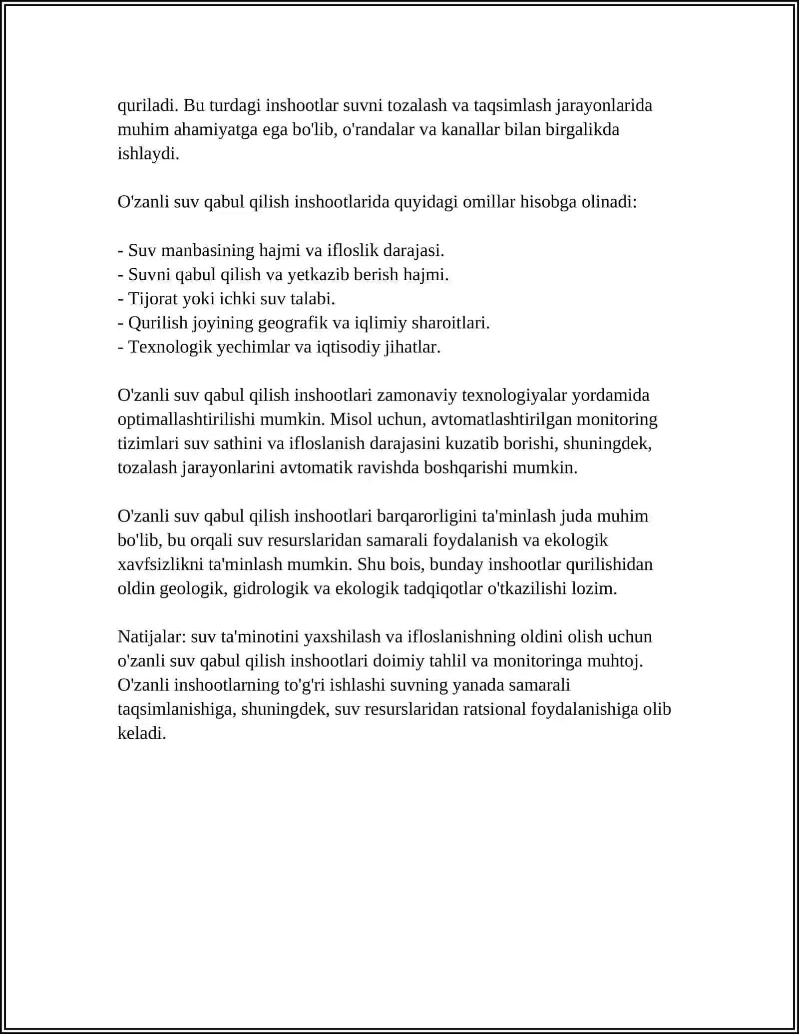DARYODAN QIRGʻOQLI VA O'ZANLI SUV QABUL QILISH INSHOOTLARINING TURLARI 4