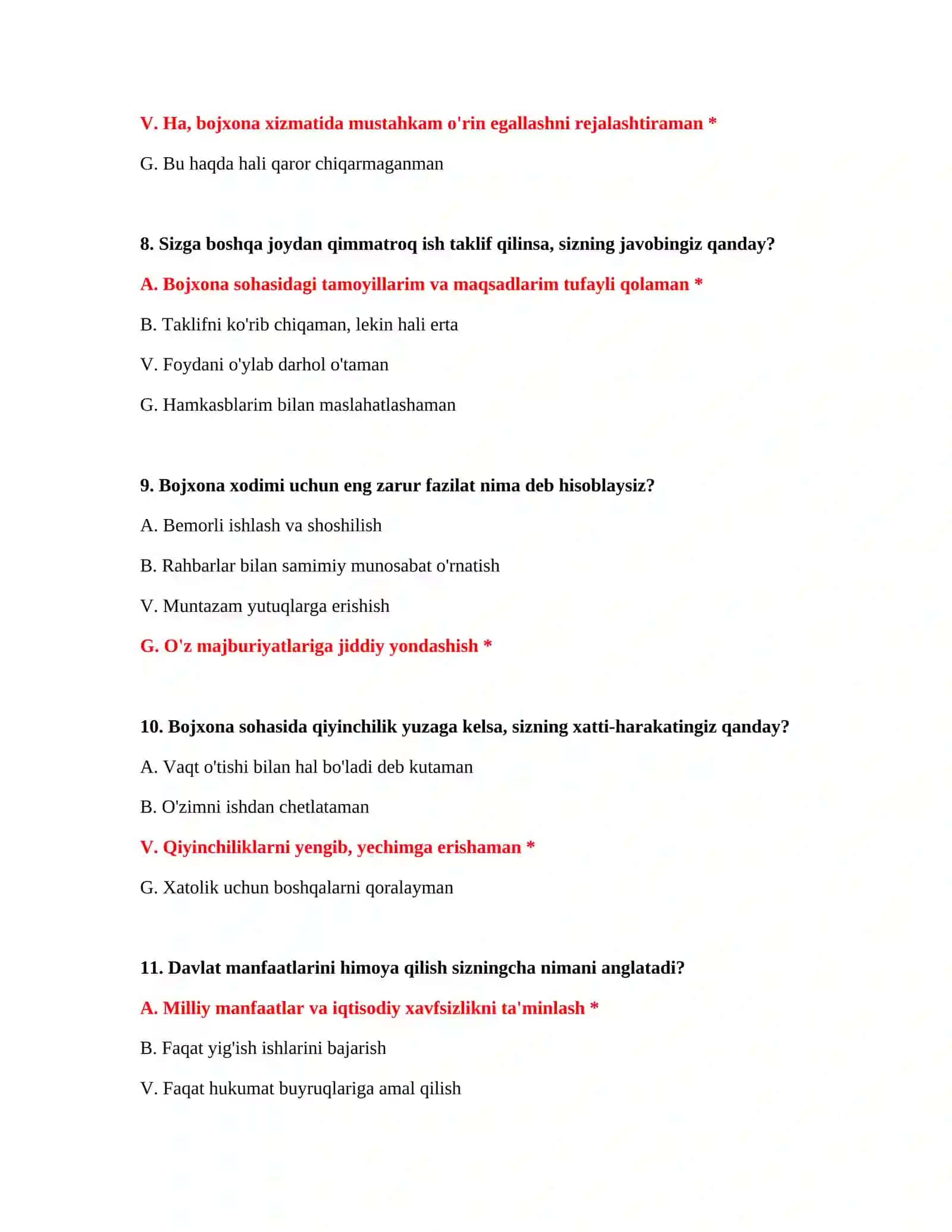 TEST SAVOLLARI: TO'LIQ TESTLAR VA JAVOBLAR TO'PLAMI 4