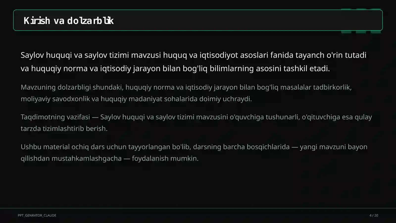 Saylov huquqi va saylov tizimi (10-sinf) 4