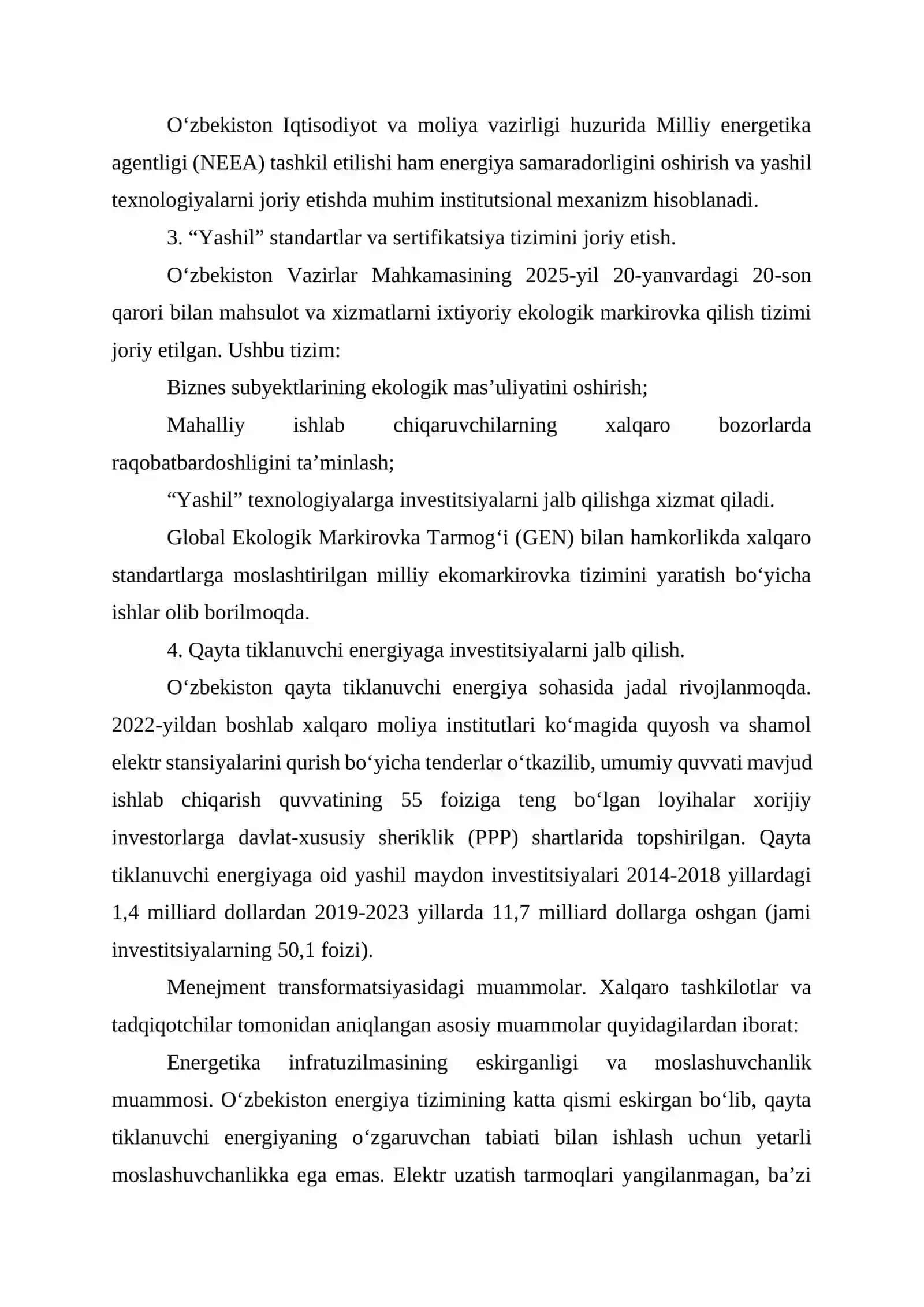 O‘zbekistonda yashil iqtisodiyotga o‘tish jarayonida menejment transformatsiyasi mexanizmlari 4