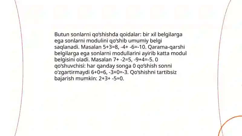 Butun sonlar ustida amallar bajarish. 4