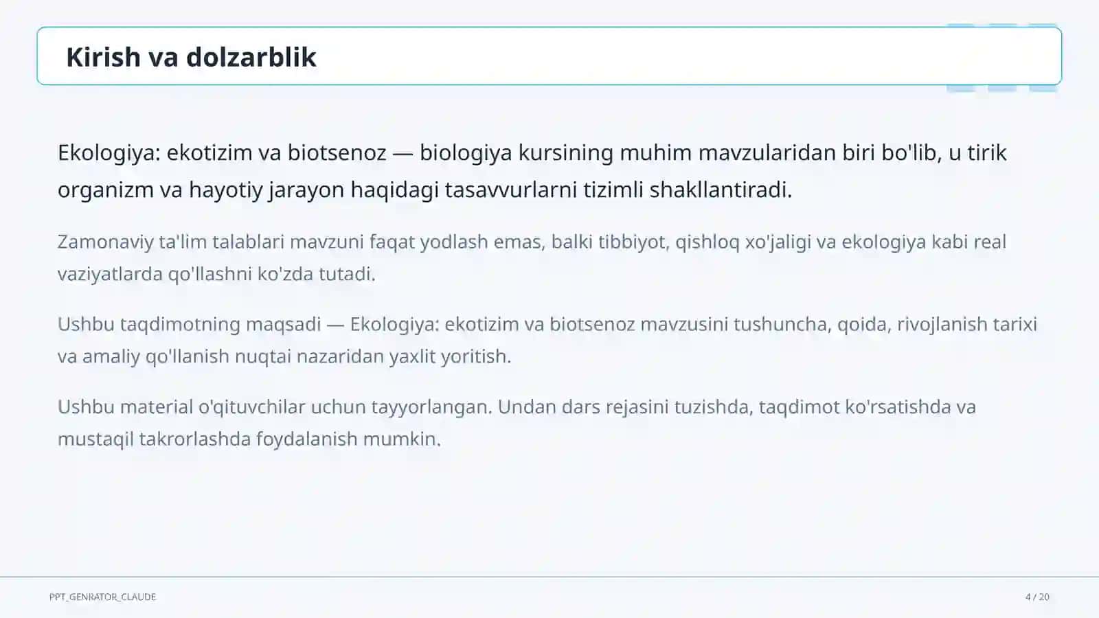 Ekologiya: ekotizim va biotsenoz (10-sinf) 4