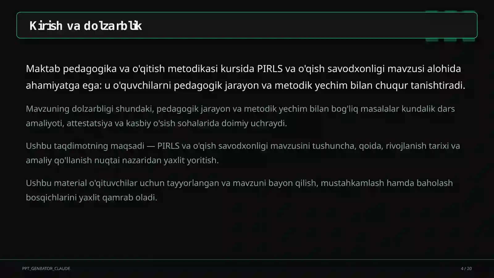 PIRLS va o'qish savodxonligi 4