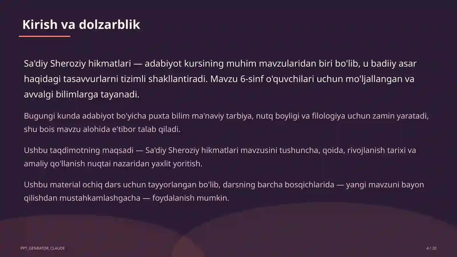 Sa'diy Sheroziy hikmatlari (6-sinf) 4