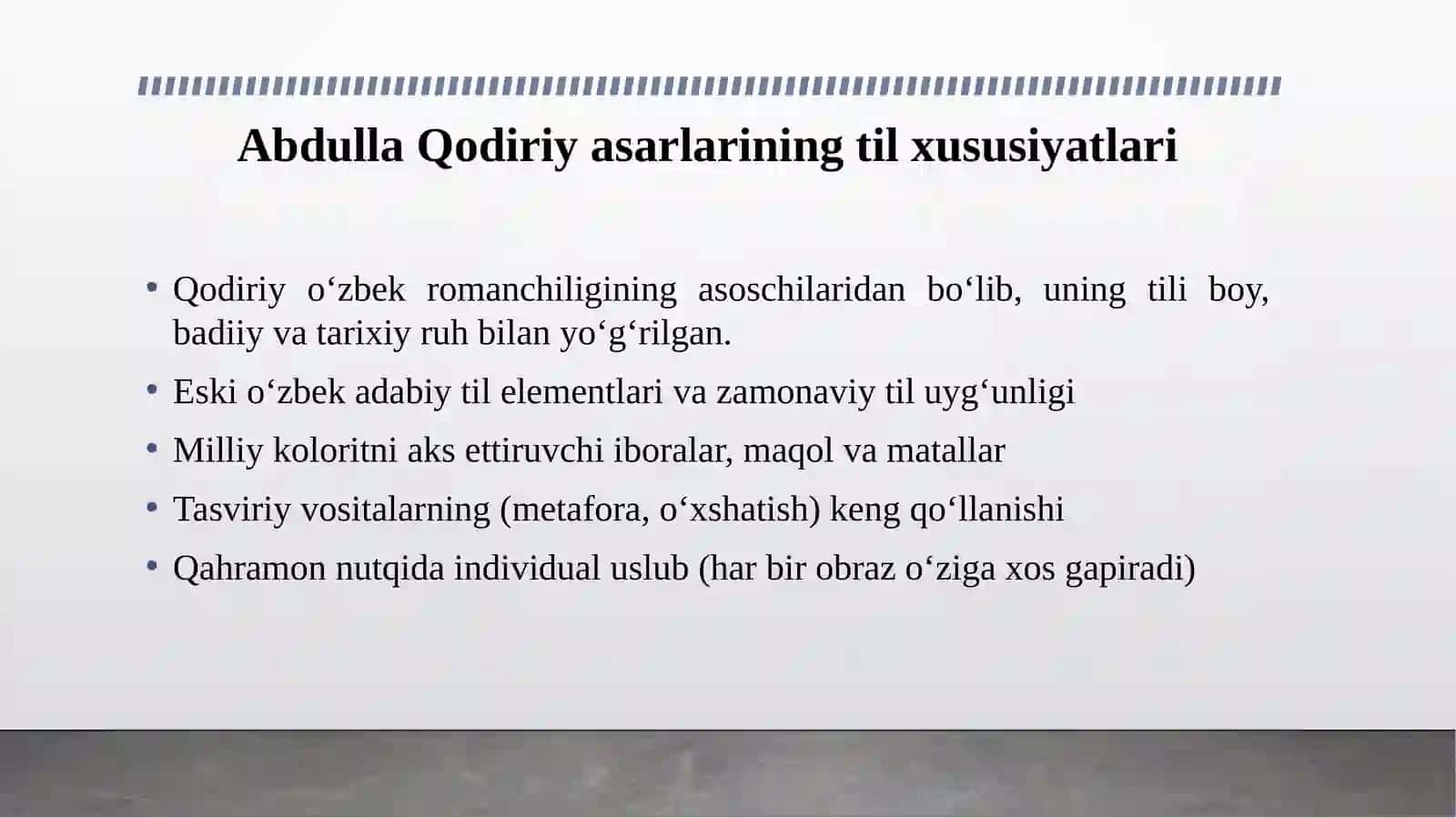 Hamza, Abdulla Qodiriy, G'afur G‘ulom, Oybek, Abdulla Qahhor asarlarining til xususiyatlari 4