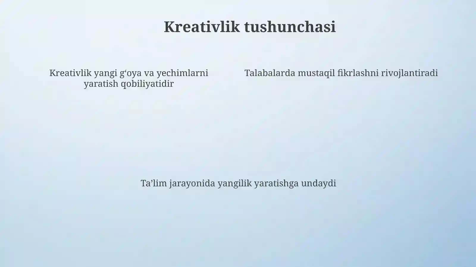Talabalarning kreativligini rivojlantirishda innovatsion pedagogik texnologiyalardan foydalanishni takomillashtirish 4