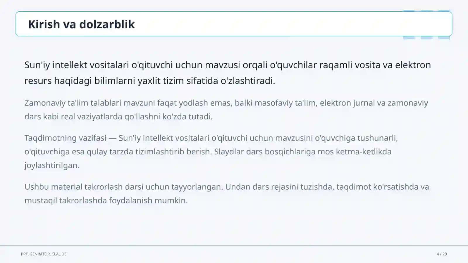 Sun'iy intellekt vositalari o'qituvchi uchun 4