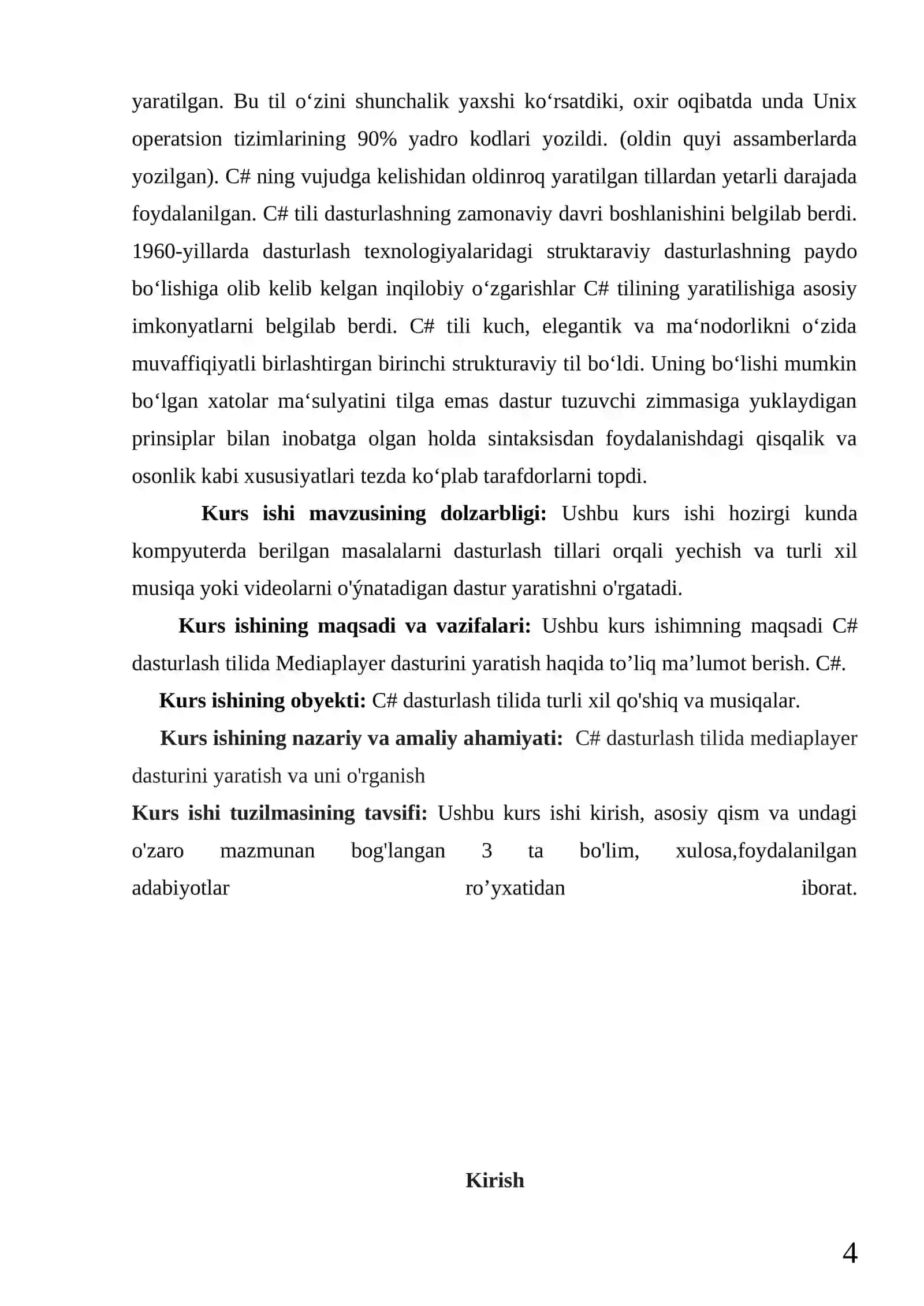 Dasturlash asoslari - "C# dasturlash tilida MediaPlayer dasturnini yaratish" 4