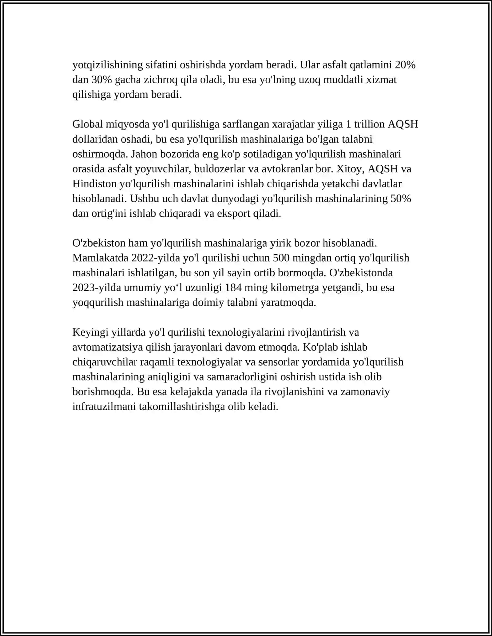 QISHGI MAVSUMDA AVTOMOBIL YO’LLARIGA XIZMAT KO’RSATISHMASHINALARI 4
